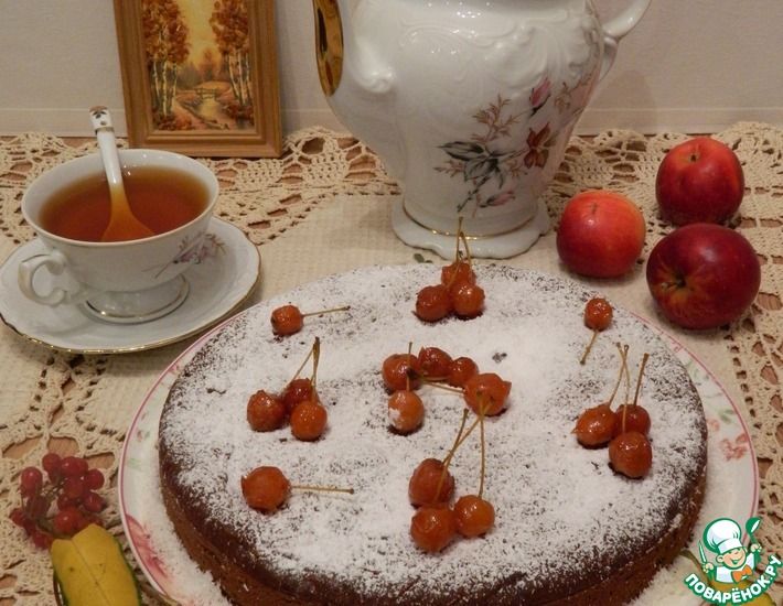 Рецепт: Шоколадный пирог а-ля брауни Яблоки на снегу