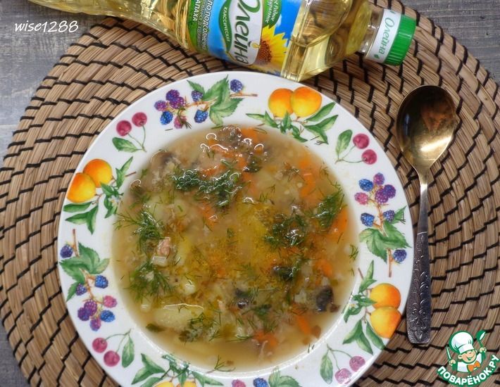 Рецепт: Легкий рыбный суп с шампиньонами