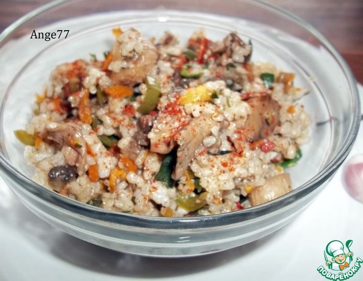 Рецепт: Жаренный рис с грибами и овощами