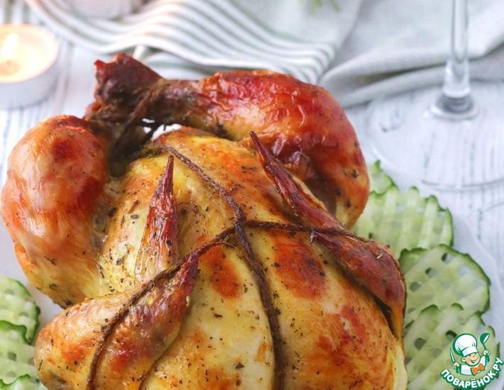 Курица запеченная в духовке рецепт с хрустящей корочкой рецепт с фото