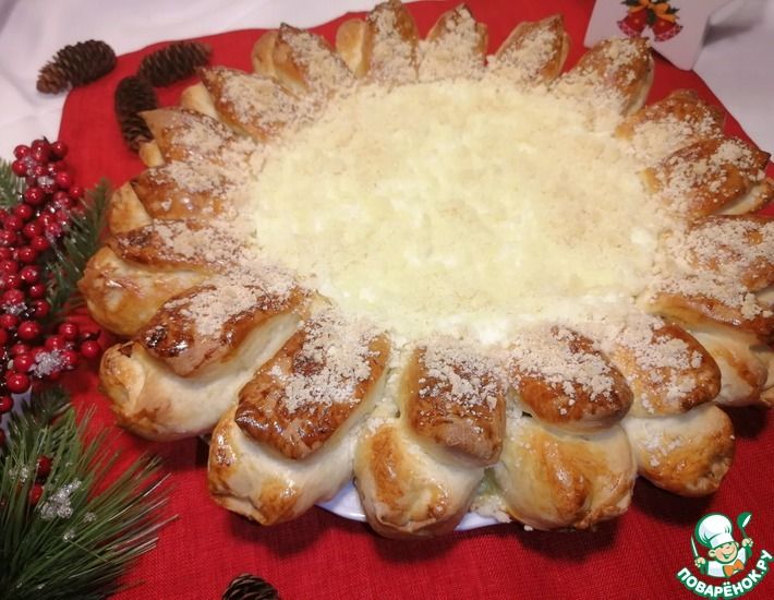 Рецепт: Пирог с творогом Зимний цветок