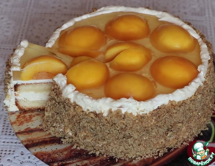 Рецепт: Торт бисквитный с персиком