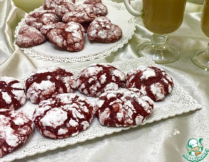 Рецепт: Мраморное печенье Красный Бархат