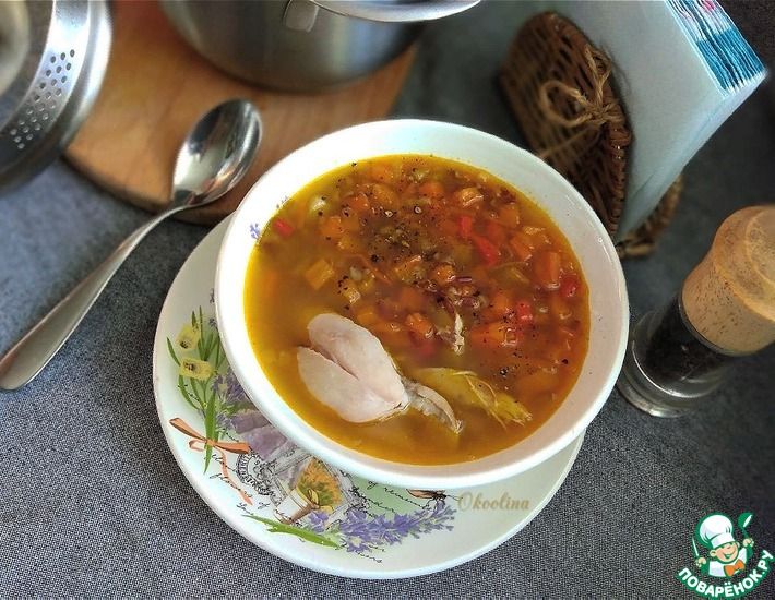 Рецепт: Куриный суп с рисом и овощами