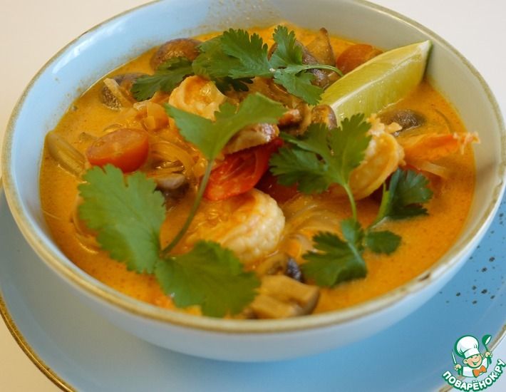 Рецепт: Тайский суп Том Ям с креветкой