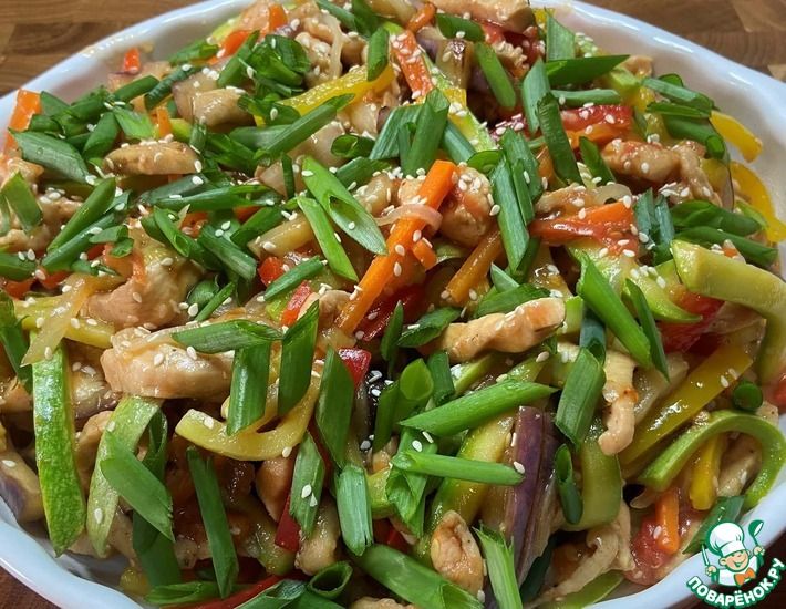 Рецепт: Куриное филе с овощами в соусе терияки