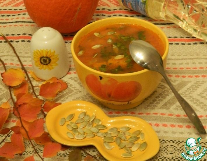 Рецепт: Суп с тыквой и чечевицей